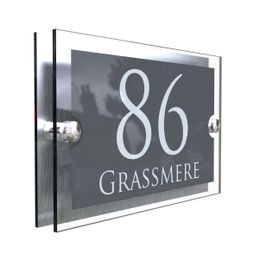 Modern Acrylic & Aluminum House signs Door Number Personalized custom Floating House Number Street Name Plate Wall Plaques Decor