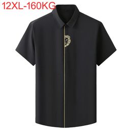 Summer Spring Men Shirts Short sleeve Plus size 8XL 9XL 10XL 12XL Print dress Fit shirt formal business Work Shirt 160KG Large 240329