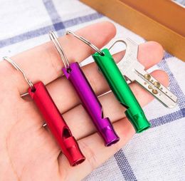 2021 Whole Aluminum Alloy Whistle Mini Keyring Keychain Whistle Outdoor Emergency Alarm Survival Sport Camping Hunting Metal W6882867