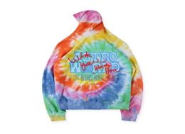 19FW Astworld Cute Bear Rainbow Tiedyed Sweater Mens Designer Sweater Womens High Quality Hip Hop Designer Hoodies HFSSWY2233293206