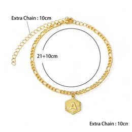 Anklets A-Z Initial Letter Anklet For Women Stainless Steel 21Cmadd10Cm Extender Gold Chain Alphabet Foot Accessories Jewellery Gift Dr Dhh0Y
