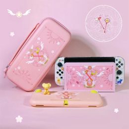 Cases Anime Card Captor Sakura Pink Protection Funda Switch OLED Case Joycon Housing Protective Case For Housse Switch Accessories