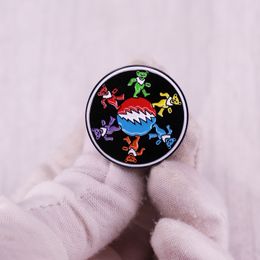 grateful dead dancing bear enamel pin childhood game movie film quotes brooch badge Cute Anime Movies Games Hard Enamel Pins