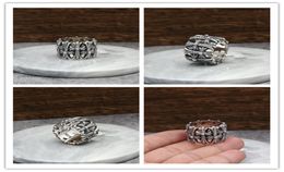 925 sterling silver vintage handmade crosses thick band rings with stones American Euro punk gothic designer antique silver luxury9958168