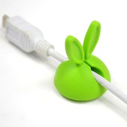 5/10pcs Cute Bunny Ears Cable Clips Silicone Self Adhesive Cable Manager Desk Phone Charger Cable Earphones Wire Winder Holder