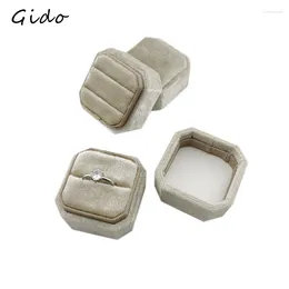 Jewellery Pouches Velvet Box Three Slots Double Rings Storage Case Wedding Ring Display For Woman Gift Earrings Package