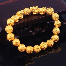 Strand Male Bring Wealth Good Lucky Gift Beads Gold Colour Chinese Style Bracelet Fashion Jewellery Women Brave Troops