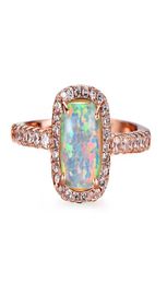 Wedding Rings Geometric Square Stone Engagement Ring Simple Fashion White Blue Green Opal Vintage Rose Gold Colour For Women7117040