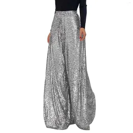 Women's Pants Women Solid Harem Casual Sequin Wide Leg Boot Cut Womens Vintage Straight-leg Colour Loose Trousers Streetwear