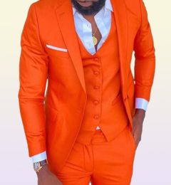 JacketPantsVest Handsome Orange Slim Fit Wedding Tuxedos Business Party Prom Man Blazer Formal Dress Terno Masculino Men0395220493