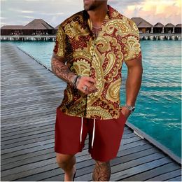 Men's Tracksuits Hawaiian Bandanna Button Shirts Jersey Shorts Sets Summer Multicolor Casual Beach Hipster Streetwear Tracksuit Men Clothing