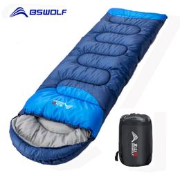 BSWOLF Camping Sleeping Bag Ultralight Waterproof 4 Season Warm Envelope Backpacking Sleeping Bags for Outdoor Travelling Hiking 240328