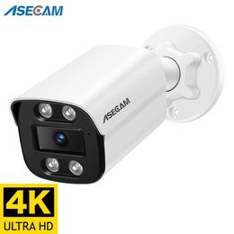 IP Cameras New 4K 8MP IP Camera Audio Outdoor POE H.265 Metal Bullet Home Colour Night Vision Surveillance Camera 240413