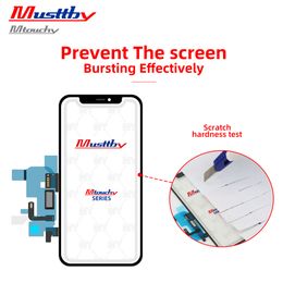 MUSTTBY 5pcs 13pro max NO TOUCH IC TP Digitizer Screen Glass Panel with OCA Glue For iPhone 12 mini 11 Need Re-Install IC Ship