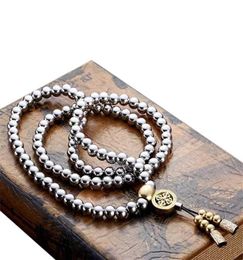 Prayer Casual Gift Outdoor Accessories Bracelet Portable Stainless Steel Buddha Beads Necklace Fashion Self Defence Arts Y22096096