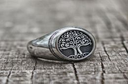 316L Stainless Steel Tree of Life Signet Ring Classic Men Fashion Viking Amulet Rings Nordic Jewelry6909935