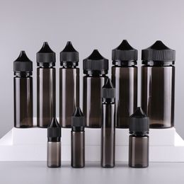 Transparent Black Bottles Pen PET Unicorn 10ml 15ml 30ml 50ml 60ml 100ml 120ml With Tamper Evident Caps For Liquid Juice Dropper Plastic Bottle