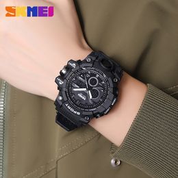 SKMEI 2 Time Men's watche Male Electronic Sports Watches Stopwatch Back Light Alarm Waterproof Quartz Clock reloj hombre 2197