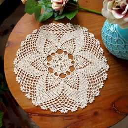 Table Mats Round Cotton Handmade Flower Placemat Cup Christmas Place Mat Cloth Crochet Coffee Doily Wedding Party Pad