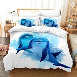 Dolphin Duvet Cover Full Kids Ocean Animal Bedding Set Luxury Mediterranean Style Comforter Cover For Adults Kids Bedroom Decor