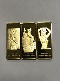 3 Pcs 1 set The sexy woman pretty girl badge 24 K real gold plated badge 50 x 28 mm sex lover gift souvenir coin7208163