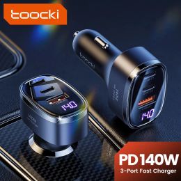 Toocki 140W Car Charger PD 65W QC 4.0 Type-C 45W QC 3.0 LED Display Fast Charger Quick Charger For iPhone 15 Xiaomi Samsung S23