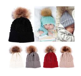 Newborn Baby Cute Winter Hat Fur Ball Pompom Cap Kids Girl Boy Winter Knitted Wool Hats Caps for Girls Hemming Hat Baby Beanies9757849