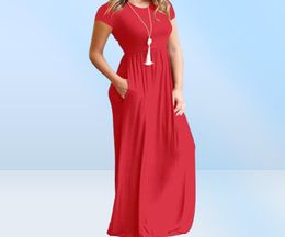 Elegant Long Summer Dress Women Short Sleeve Maxi Dress Ladies Party Casual Dresses Female Robe Femme Green Red XXL7192114