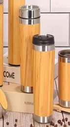 Stainless Steel Liner Tumbler Wooden Insulated Coffee Mug Travel Camping Cup Thermos Bottle with Lid Gift 2111238687338