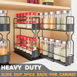 Kitchen Storage Multifunctional Condiment Bottle Jar Rack Multi-layer Spice Box Push-pull Shelf Accessories