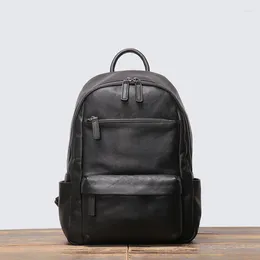 Backpack Laptop Men Genuine Leather Travel Teenager School Bag Male Bagpack Rucksack Mochila