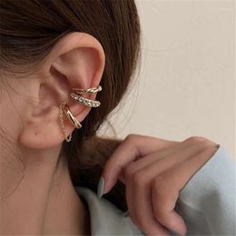 Backs Earrings 3Pcs/Set Crystal Non-Piercing Cuff Ear Clip Earring For Women Girls Shiny Tassel Chain Fake Cartilage Jewellery Gifts E053