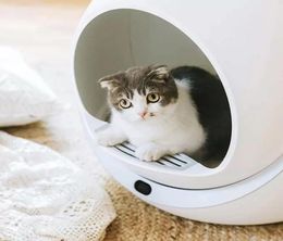 Cat Grooming Automatic Self Cleaning Cats Sandbox Smart Litter Box Closed Tray Toilet Rotary Training Detachable Bedpan Pets Acces7440113