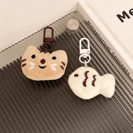 Funny Plush Cat Fish Keychain School Bag Pendant Doll Cute Plush Bag Hanging Accessories Doll Key Chain Couple Keychain Gifts