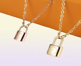 2022 luxury designer jewelry 316L titanium steel lock Pendant necklace 18K gold rose silver necklace for men and women couple gift3550630