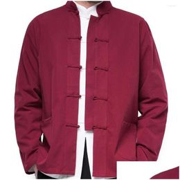 Ethnic Clothing Plus Size 3Xl 4Xl 5Xl Tang Suit Top Cardigan Chinese Style Shirt Coat Cotton Linen Men Jackets Orient Retro Classic Dr Otrru