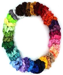 50pcs lot Fashion Women Silk Solid Scrunchies Elastic Satin Hairbands Girls Hair Tie Hair Rope Hair AccessoriesRandom Color284h6222023