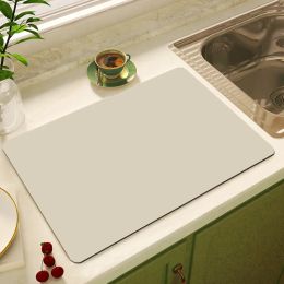 Solid Color Printing Super Absorbent Large Kitchen Absorbent Mat Antiskid Drying Mat Quick Dry Bathroom Drain Pad Tableware Mat