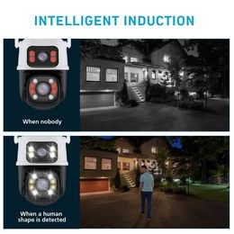 IP Cameras Hiseeu 4K 8MP PTZ Wifi IP Camera Dual Lens 5X Zoom AI Human Detect Wireless Surveillance CCTV Cameras Security Protection 24414