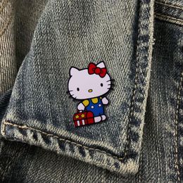 Childhood bow cat enamel pin childhood game movie film quotes brooch badge Cute Anime Movies Games Hard Enamel Pins