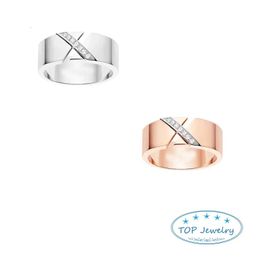 France Paris High Quality 925 Sliver Rose Gold Smooth Full Diamond X Shaped chaume t Ring For couples LIENS EVIDENCE 240401