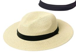 Summer Hat Women Panama Straw Hat Fedora Beach Vacation Wide Brim Visor Casual Summer Sun Hats for Women8222326