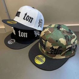 Hat for Men, Summer Wide Brimmed Camouflage Hip-hop Hat, Spring and Autumn Korean Version, Trendy Big Head, Flat Brimmed Baseball Hat, Female with Small Face