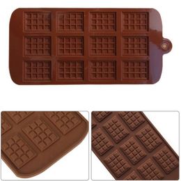 Silicone Chocolate Mould Waffle Shape Classic Block Chocolate Baking Tools Silicone Cake Candy Mould 3D Biscuit Fudge Maker