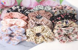 Floral Scrunchies Hairband Woman Chiffon Hair Ties Ponytail Holder Summer Headband Girls Hair Accessories 19 Designs DW51828199625