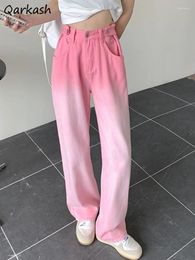 Women's Jeans Wide Leg Women Pink Gradient Aesthetic Summer Baggy Sexy Y2k Casual Trousers Vacation Girl Vintage Streetwear Daily 2024