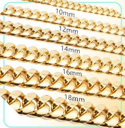 81012141618mm 1830inches Miami Cuban Link Gold Chain Hip Hop Jewelry Thick Stainless Steel Necklace2516191