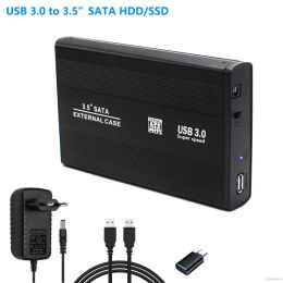 Boxs USB 3.0 To 3.5" SATA III II I Hard Drive Enclosure External HDD SSD Box Aluminum HD Case for Smartphone PC TV PS4 5 Router 8TB