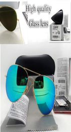 luxurious Designer Sunglasses big Size Glass lens Fashion Men Women Coating UV400 Vintage Polit Sun glasses With box and sticker2140688