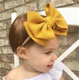 Cute Big Bow Hairband Baby Girls Toddler Kids Elastic Headband Knotted Nylon Turban Head Wraps Bowknot Hair Accessories GFJ7167559275